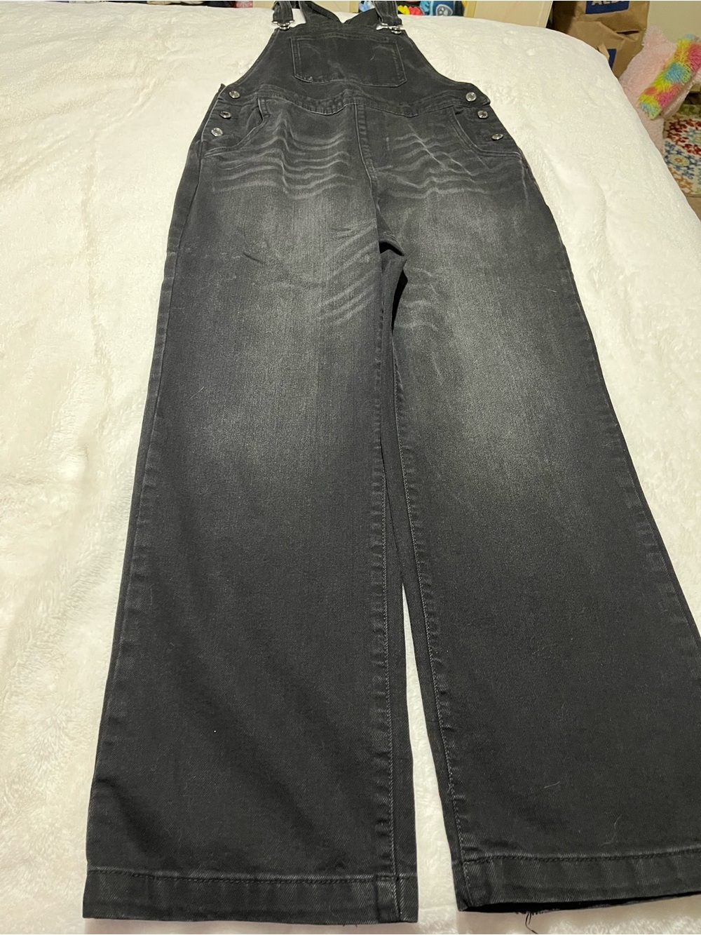 No Boundaries Women's Black Denim Overalls – Classic Wide-Leg Jeans